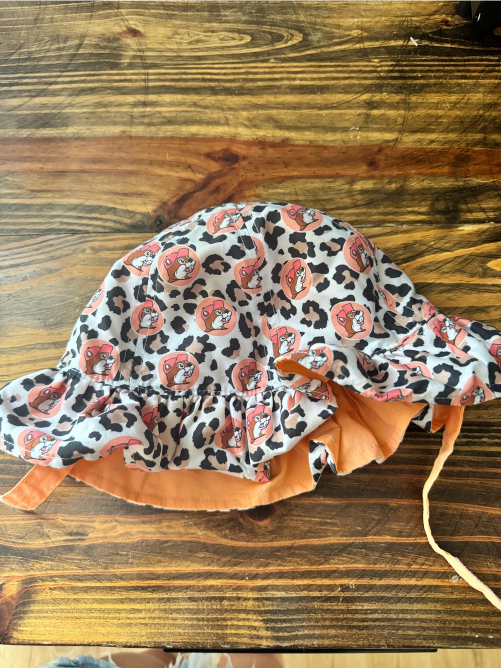 Reversible Orange Cartoon Print Kids Sun Hat